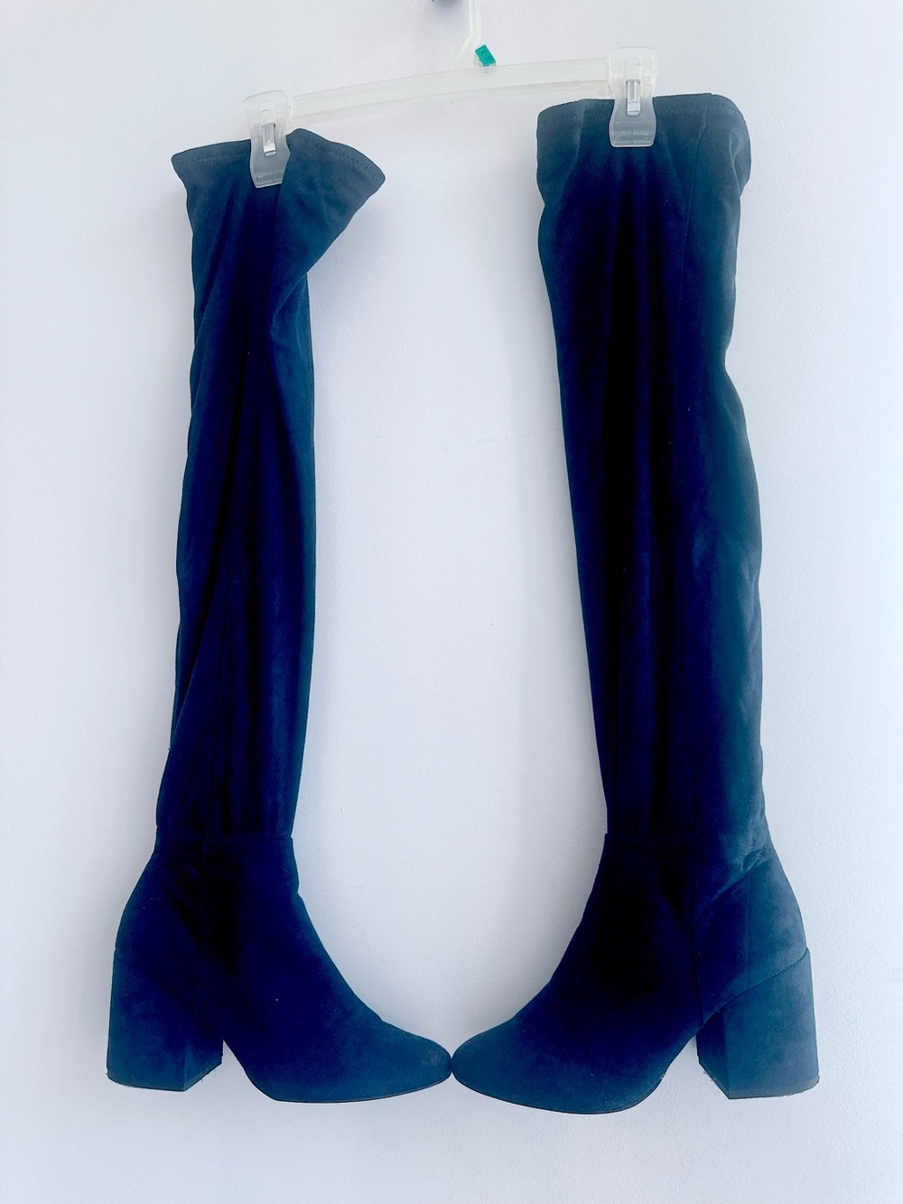 Women’s Over-the-Knee Blue Suede Block Heel Boots